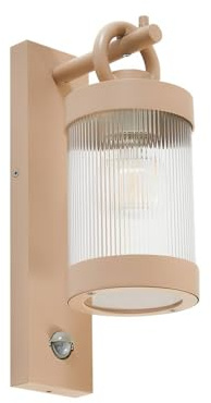 Lindby Wandleuchte außen Yrene mit Bewegungsmelder (spritzwassergeschützt (Modern) in Creme aus Aluminium (1 flammig, E27) - Wandlampe für Außenwand/Hauswand Haus Terrasse und Balkon