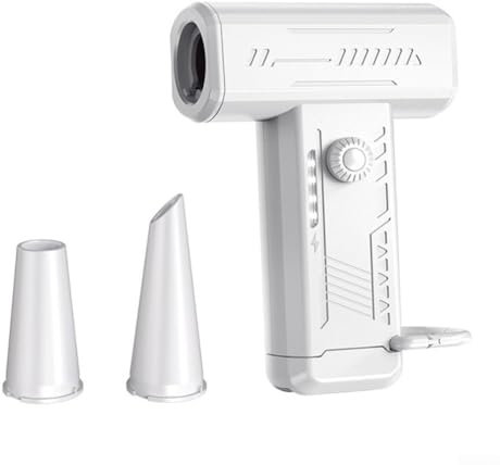 FACULX Ventilateur turbo portable haute vitesse, 30 000 tr/min, rechargeable par USB, pulvérisateur d'air comprimé pour PC, kit de nettoyage de PC, 4000 mAh, avec lumière LED (blanc)