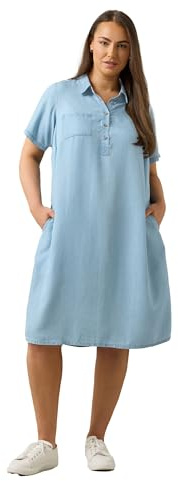 EVANS Curve Lyocell Denim Dress - Women's - Plus Size Curve Light Blue