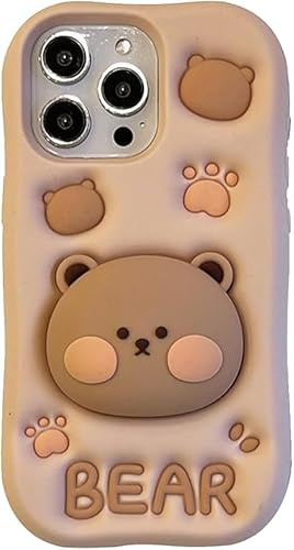 SGVAHY Case for iPhone 11 Pro Cute Kawaii 3D Cartoon Bear Soft Silicone Bumper Shockproof Cover Protective Case for Kids Girls