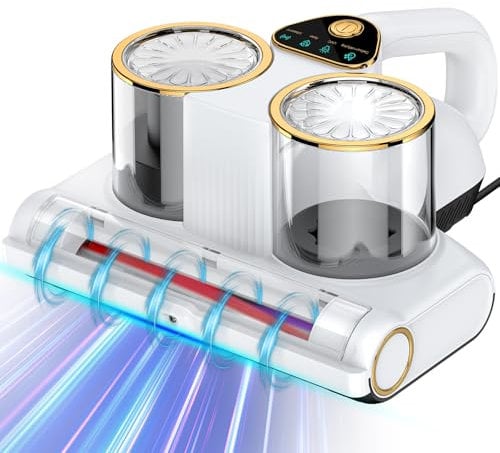 Milbensauger für Matratzen,Milbensauger mit UV-Licht 16KPA Absaugung 500W Milbenstaubsauger mit Ultraschall und Heißluftfunktion Matratzensauger Entfernt 99,9 % Bakterien Allergene und Staub-Milben