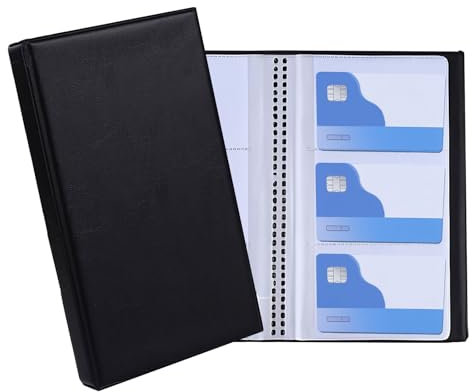 SOGHO Visitenkarten Aufbewahrung Für 60 Karten - Platzsparende Visitenkartenmappe Für Büro,Pu-Leder Visitenkartenmappe Für Büro Und Praxis Visitenkartenbuch Kundenkarten Kreditkarten Schwarz