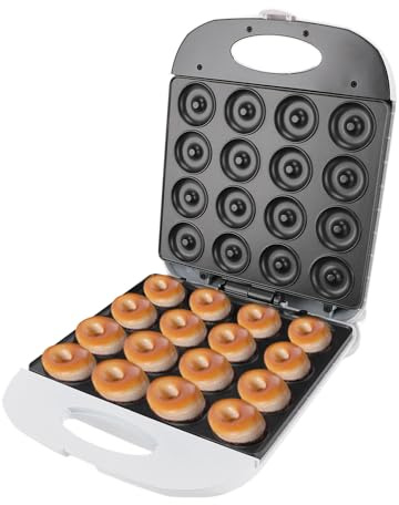 Mini Donut Maker Machine für zu Hause, Mini -Donut -Hersteller mit Nicht -Stick -Oberflächen Backen 16 Mini -Donuts, 1400W Donut -Maschine Zum Frühstück, Snacks, Desserts (weiß)