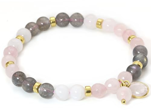 KARYSMA Echtes Edelstein Armband, 925er Silber Gold plattiert, zertifizierte Natursteine
