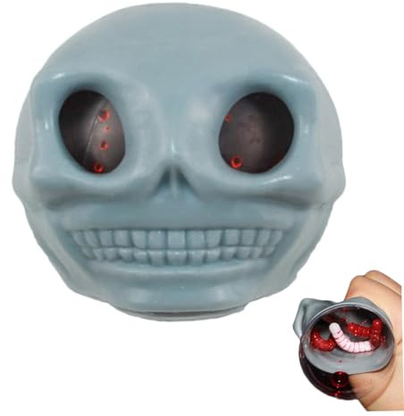 Jorzer Totenkopf-Stressabbau-Spielzeug für Kinder, neuartiges Totenkopf-Quetschbälle-Spielzeug, Quetschbälle, Horror-Quetsch-Stressabbau- für Kinder und Erwachsene, Grau