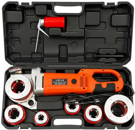 Tagliatubi elettrico, filettatura 6 pollici, per tubo del gas, 57 x 12 x 29 cm, 2300 W, arancione, argento, nero