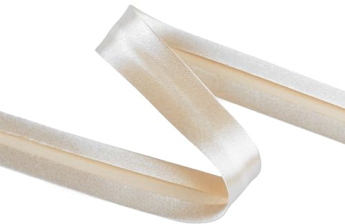 cyclingcolors 1x Schrägband aus 100% Polyester Breite 20 mm Länge 25 m Hochwertiges Einfassband Baumwollband Schrägband Ideal zum DIY, leichte Creme