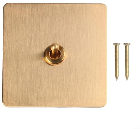 Interruptor basculante de latón estilo retro, placa de pared, palanca 86, interruptor eléctrico decorativo, hecho a mano, acabado dorado, ventilador de techo (1 banda)