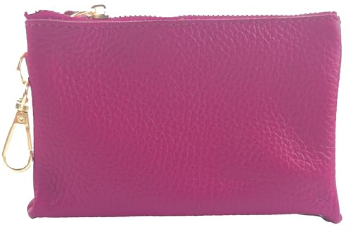 modamoda de P13 Damen Leder Münzgeldbörse, Schlüsseletui, Handmade in Italy (Pink)