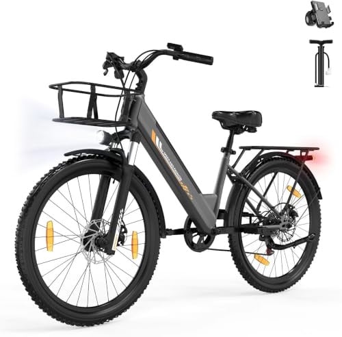 Runetic 26 E-Bike für Erwachsene, 250W, 36V 13Ah, 25 km/h, 80km,7 Gang | 250W, 36V 13Ah, 25 km/h, 80km, 7 Gang