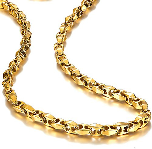 URBAN JEWELRY Unique Astro Snake Herren-Halskette aus Wolfram, goldfarben oder silberfarben, 55,9 cm (schwer, massiv), 55,9 cm (22 zoll), Wolfram, No_Stone