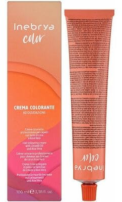Crema colore permanente per capelli con semi di lino e aloe vera 100ml INEBRYA (- 8.66F biondo chiaro rosso fuoco)