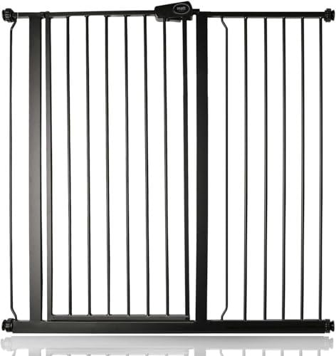 Safetots Extra Tall Metal Safety Gate Pressure Fit, 107.4cm - 115cm, Matt Black, 104cm in Height, Extra Tall Stair Gate, Tall Baby Gate, Easy Installation