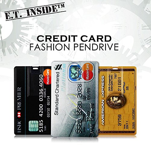 E.T. INSIDE™ 3 Pièces Clé USB 32 Go Lecteur Flash USB Carte de Crédit Visa MasterCard Cadeau