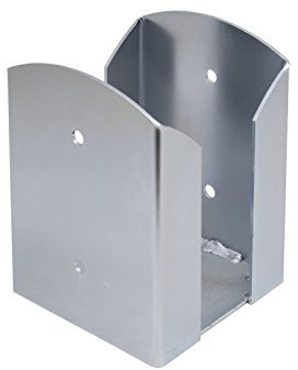 GRUNDLINE - Stützenfuß Pfostenträger Pfostenanker, mit rechteckiger Basis, aus Stahl, aufschraubhülse - PSPW, 142x142x200 mm - verzinktes Silber - für Zäune, Unterstände, Carports, Pergolen