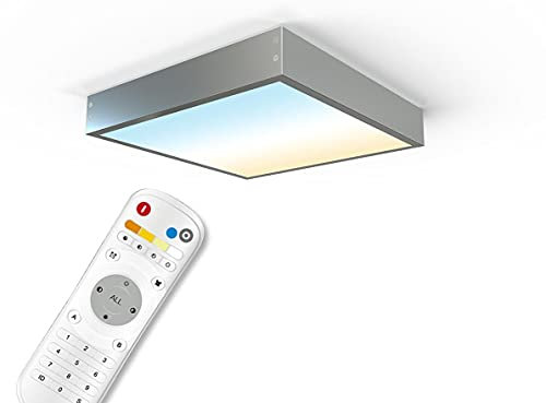 LongLife LED CCT LED Panel Set A | 30x30 18W 3000K-6000K Aufbau-Rahmen silber Netzteil Fernbedienung