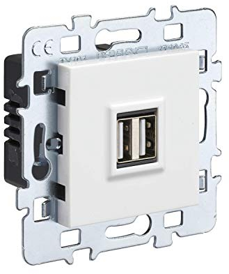 Interrupteur va et Vient - Prises electriques Standard - Prise Murale - Interrupteur va et Vient sans Fil - Prise Murale Casual - Mécanisme USB Double 2.1A + Cache Blanc + Support Métal - Debflex