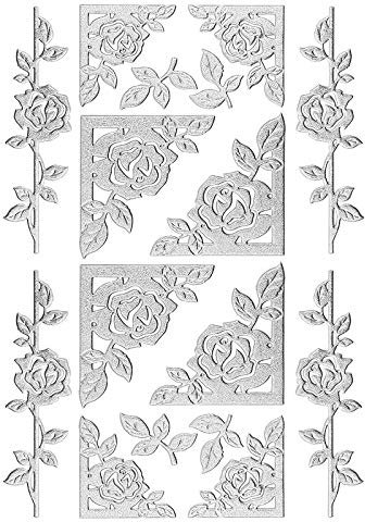 Ideen mit Herz 3-D Sticker Deluxe | Zur Hochzeit, verschiedene Hochzeitsmotive | Erhabene Aufkleber | Bogengröße: 21 x 30 cm (Rosenranken & Rahmen | silber)