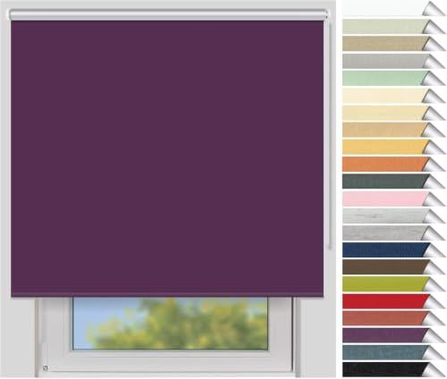 EFIXS Thermorollo Maxi auf Maß, 32 mm Welle, mit und ohne Bohren | Stoffbreite bis 250 cm - Höhe bis 300 cm, Hier: bis 220 cm Breite & bis 150 cm Höhe - Farbe: Violett (3016)