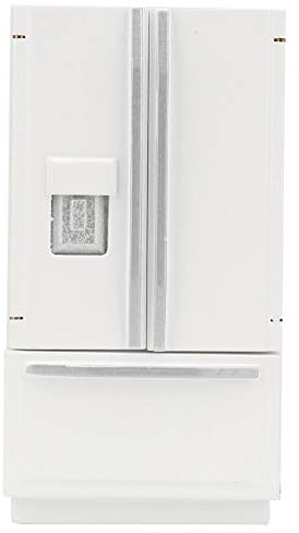 1:12 Dollhouse Decor Wooden Refrigerator, Mini Kitchen Model Family Furniture Lifelike Dollhouse Model(White)