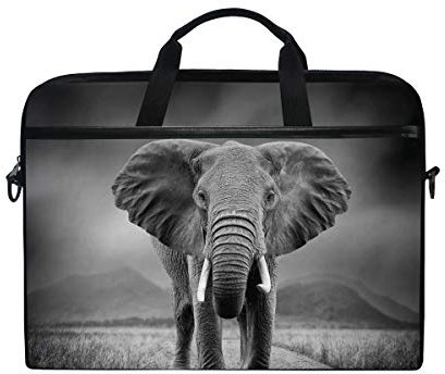 BKEOY Laptoptasche mit Elefantenmotiv, Schwarz/Weiß