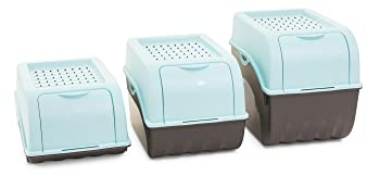 Novaliv Kartoffel Aufbewahrungsboxen Set | 3,5L + 5L + 9L | TÜRKIS | Kartoffelboxen | Gemüseboxen stapelbar Zwiebelboxen Kartoffelkörbe Obstbehälter Kartoffelkisten Frischhaltedosen