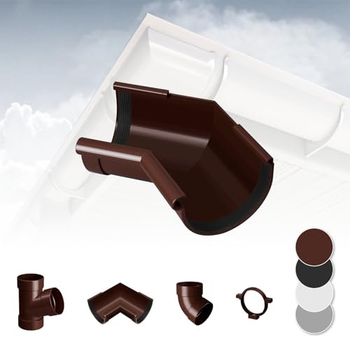 RAINWAY S Regenrinnen System (Rinnenwinkel Innen 135° braun) - PVC-U Kunststoff in 4 Farben, für Dachflächen < 100m² empfohlen, Eckstück 135 Grad Bogen