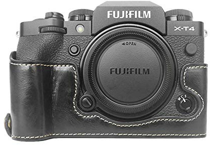 Fuji X-T4 Hülle, MUZIRI KINOKOO PU Leder Tasche Kompatibel für Fujifilm X-T4 Kamera, Schutzhülle für XT4 Half Case Fuji XT4 Grip Case (schwarz)