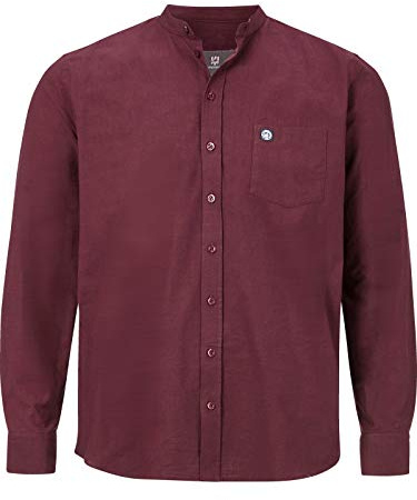 Jan Vanderstorm Herren Stehkragenhemd Kallu Hemd Mit Stehkragen| Reine Baumwolle | Größe L - 7XL dunkelrot, XL - 43/44