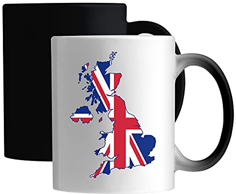 United Kingdom Map Flag Graphic Taza mágica de cerámica Blanco
