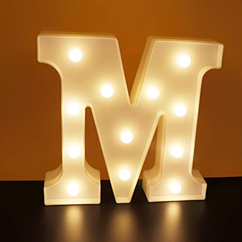 AUSAYE LED Letter Lights Alphabet Light Up Sign Night Light for Home Party Wedding Decoration (M)