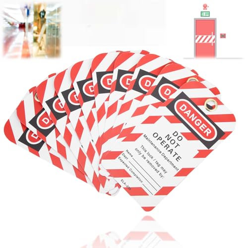 10PCS Lockout Tag, Lock Off Label Front and Back Label Safety Warning Danger Do Not Operate Safety Tag Safety Warning Tagout for Mcb Lock Off, Lock Off Kit for Electricians