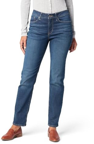 Levi Strauss Signature Gold Women's Curvy Totally Shaping Straight Jeans Mid-Rise Stretch Denim (Available in Plus Size), Jackson Square, 12 Short
