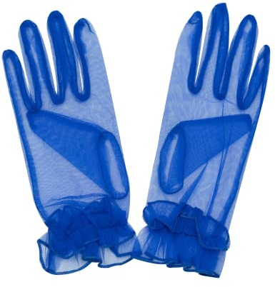 Hoseirty Damen-Handschuhe, kurz, Tüll, Hochzeit, Party, Handgelenk, Vintage, transparent, für Tee, Party, Abend, Abschlussball, Opern, Party, Handschuhe, königsblau
