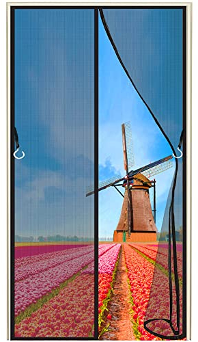 Insektenschutz Plissee Tür, 110x205cm Fliegengitter für Türen, Magnet Vorhang Fliegenvorhang Moskitonetz für Kellertür Schiebetür, Küche, Schlafzimmer, Hof, Anthrazit, 663 Größe