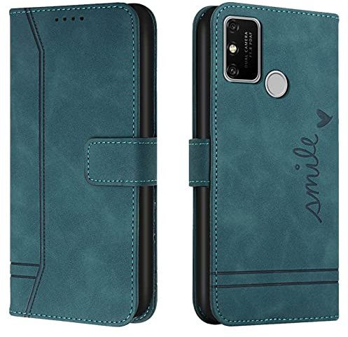Lihondar Kompatibel mit Huawei Y6P 2020/Honor 9A Hülle, Handyhülle Huawei Y6P 2020/Honor 9A, Premium Leder Klappbar Schutzhülle Tasche Wallet mit Brieftasche Cover Flip Case Klapphülle (Grün)