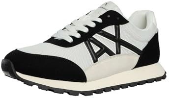 Armani Exchange Men's Drop Sneaker, Off White+Black, 6 UK