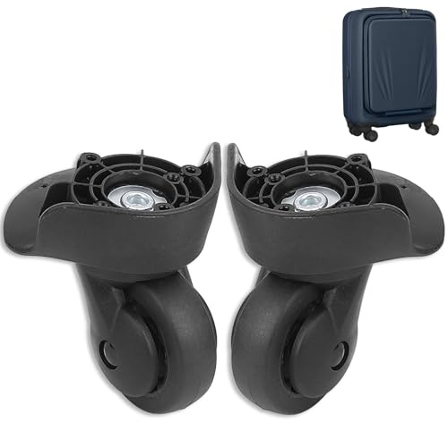 Agatige Kofferräder, EIN Paar A65 Outdoor Universal Koffer Mute Rad Gepäckkoffer Rollen Ersatz mit 9 Stück Schrauben (Schwarz)