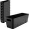 12x Ordnungsbox - 10 cm hoch - schwarz - 30x10x10cm - 2 Liter - Ordnungskorb - Wandregal - Schubladenorganizer - schmaler Korb - Badezimmer