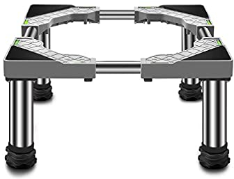 EXENXA Socle pour Machine à Laver et sèche-Linge Largeur réglable 36-55 cm Support de réfrigérateur renforcé Plateaux Multifonctions pour Lave-Linge et sèche-Linge Rehaussement 24-27 cm Tapis Anti