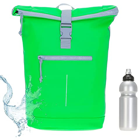 New Rebels Mart Time Bag Kurierrucksack Plane 51.1135 30 Neon Green +f | Unisex Fahrradrucksack Rucksack wasserabweisend Laptopfach Sport Freizeit Fitness Reise Wertfach Roll-Top + Trinkflasche