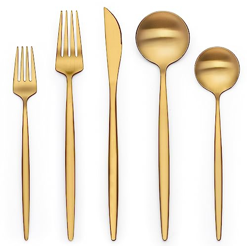Terlulu Juego de cubiertos dorados de 40 piezas para 8
