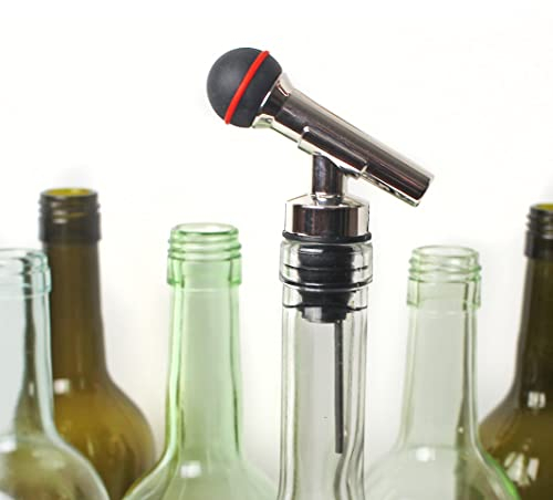 Winkee Rocks - Mikrofon Flaschenverschluss - Flaschen-Ausgießer | Ausgießer für Wein & Öl & Spirituosen | Flaschenausgießer aus Metall + Silikon