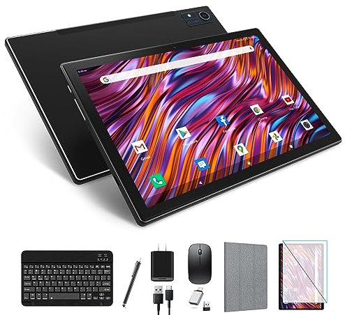 Ultimo tablet Android 13 2025, 128 GB+16 (8+8 espandi) GB/512 GB espandibile, tablet Octa-Core con WiFi 5G, batteria 8000mAh, tablet da 10,1 pollici con fotocamera da 21 MP, tablet con tastiera