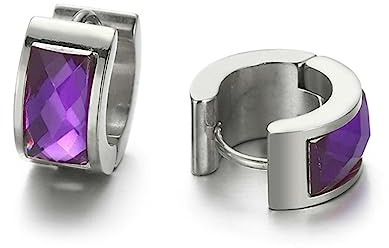Beydodo Ohrringe Creole Edelstahl Damen, Creolen mit Rechteck Zirkonia Silber Schwarz Gold Ohrringe Nickelfrei Modeschmuck