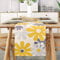 Gelb Grau Tischläufer Blumen Modern Tischläufer Tischdecke Restaurant Dekoration Leinen Faltenfrei rutschfest Tischband Deko Tischwäsche Esstisch Party Hochzeit Platzsets Abwaschbar 33x183 cm