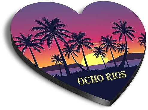 1x Heart MDF Magnet 6cm - Ocho Rios Jamaica Beach Resort - Fridge Locker Office Whiteboard Toolbox #61083