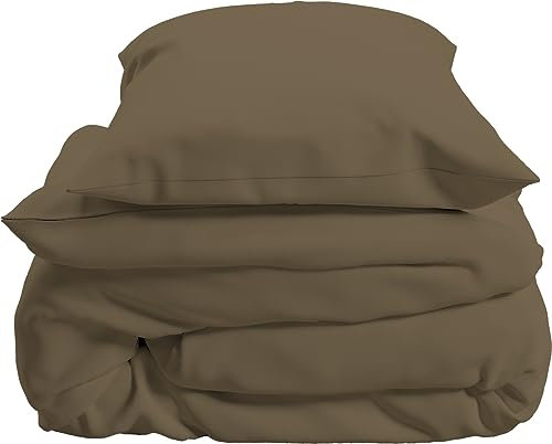 HOME ZEN HOUSEHOLD LINEN Bettwäsche-Set aus 100 % Baumwolle, einfarbig (Doppelbett, braun)