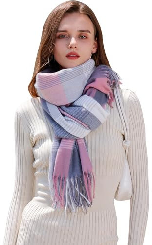 Longwu Femmes Tartan écossais Multicolore Dames écharpe et châle Wrap Cachemire Sensation Hiver Doux Chaud Longues Grandes écharpes, Thanksgiving