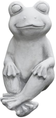 gartendekoparadies.de Froggi – der Glückliche Frosch, Steinfigur aus Steinguss, Grau, Frostsicher, H. 29 cm, 11 kg, für Außenbereich (Froggi)